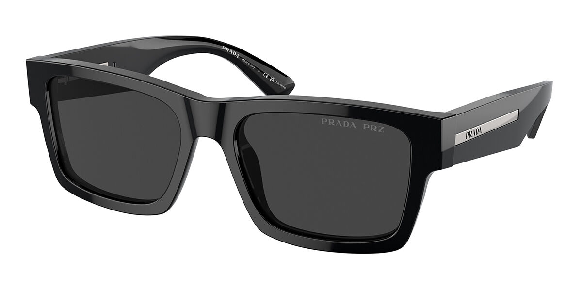 Prada PR 25ZSF Asian Fit Polarized 1AB08G Rectangle Black