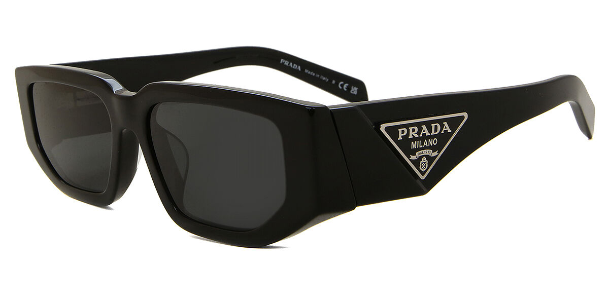 Prada PR 09ZSF Asian Fit 1AB5S0 Rectangle Black Sunglasses