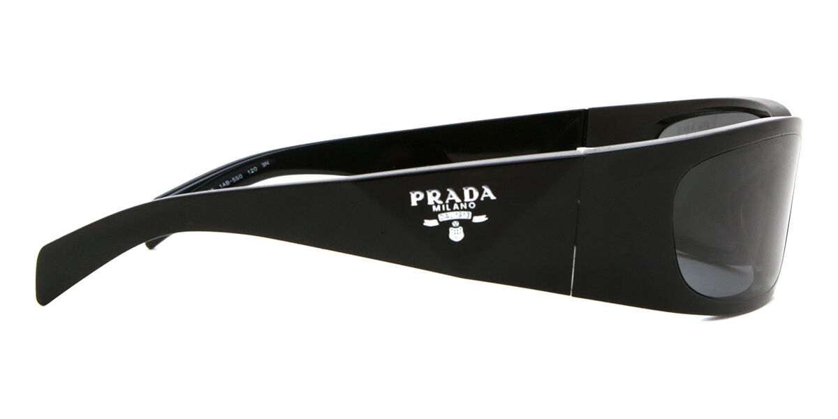 Prada PR A19S 1AB5S0 Wraparound Black Sunglasses | SmartBuyGlasses US