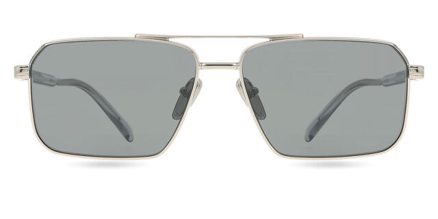 Prada Silver Aviator Sunglasses with Dark Lenses Prada PRA58S silver frame with dark grey flash silver lenses  main image 4