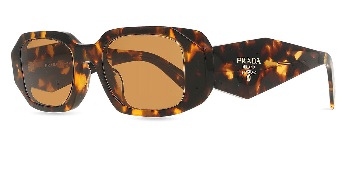 Prada PR 17WSF Asian Fit VAU2Z1 Rectangle Honey Tortoise