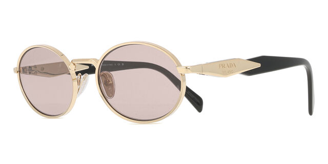 PRADA Sunglasses Gold Metal Oval Symbole PR65ZS ZVN20I Light Brown Purple Lens PRADA PR 65ZS ZVN20I Pale Gold Light Purple Brown Lenses  main image 2