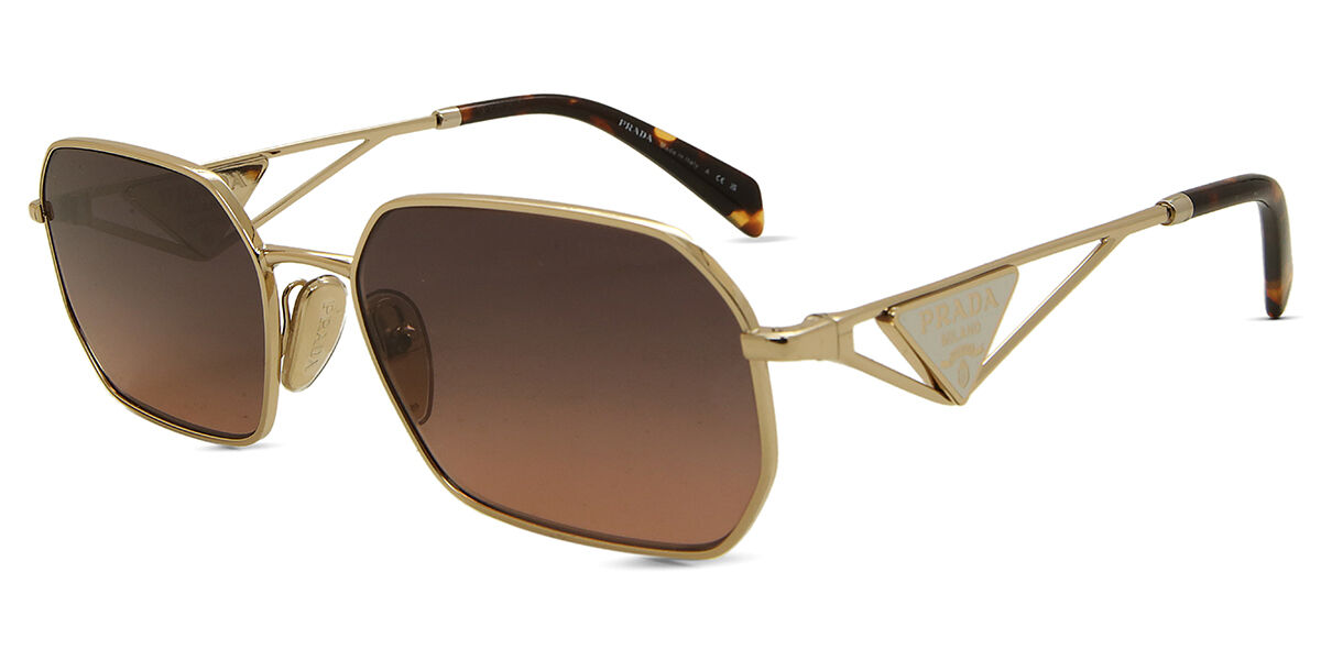 Prada PR A51S ZVN50C Geometric Pale Gold Sunglasses