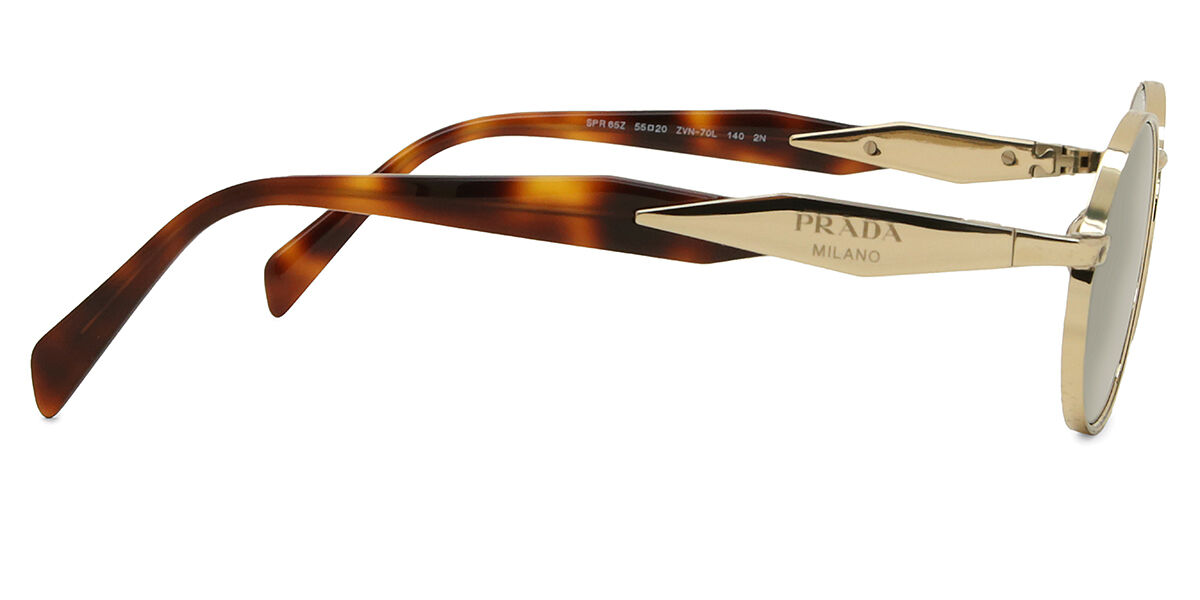PRADA オルゴール Prada PR 65ZS ZVN70L Oval Gold Sunglasses | SmartBuyGlasses US