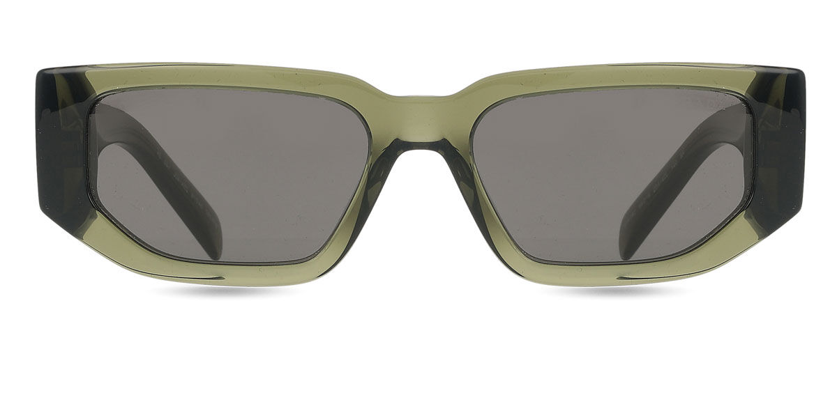 Prada PR 09ZS 18S09T Rectangle Transparent Asphalt Grey Sunglasses