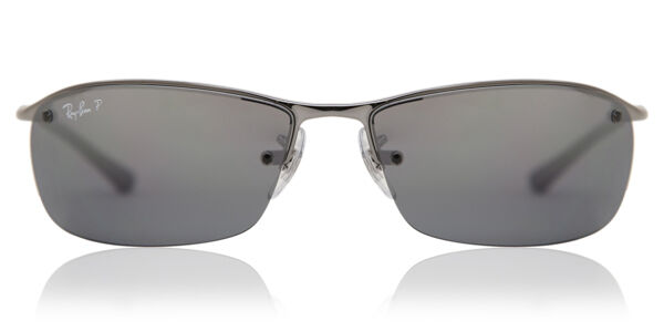 レイバン　Ray-Ban サングラス　ハーフリム　シルバー　RB3183 ケース Ray-Ban RB3183 Top Bar 004/82 Wraparound Gunmetal Eyeglasses