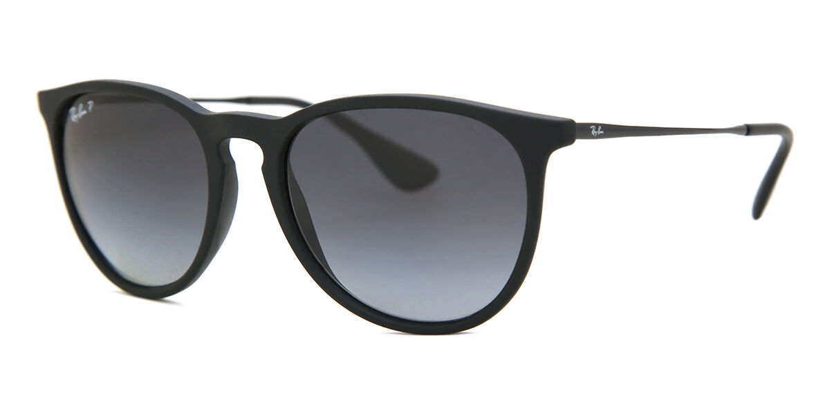Ray-Ban RB4171 Erika Polarized 622/T3 Oval Black Rubber Sunglasses
