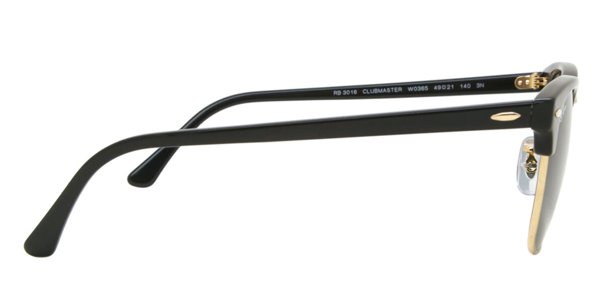 Ray-Ban RB3016/S Clubmaster W0365 Browline Black/Gold Sunglasses