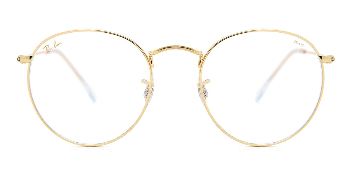 Ray-Ban RB3447 Round Metal Blue-Light Block 9196BL Round Gold
