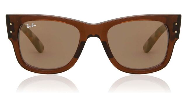 Ray-Ban Mega Wayfarer Sunglasses RB0840 Transparent Brown Frame with Brown Lens MEGA WAYFARER Sunglasses in Transparent Brown and Gold (52  main image 4