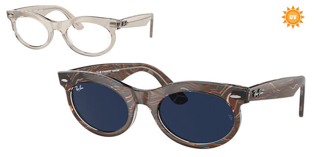 Ray-Ban RB2242 Wayfarer Oval 1383GG Oval Transparent Grey Wave 
