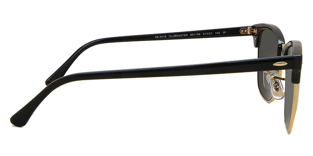 小物 Ray-Ban CLUBMASTER RB3016 901/58 Ray-Ban RB3016/S Clubmaster Polarized 901/58 Square Gold Black