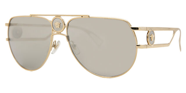 Versace VE2225 12526G Sunglasses Aviator Gold Gray Metal Mirrored Unisex Versace Aviator Sunglasses VE 2225 12526G Pale Gold Unisex  main image 3