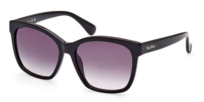 Max Mara ORSOLA MM0083 01A Shield Sunglasses - Shiny Black/Smoke Max Mara MM0083 Oversized Sunglasses in Black – Designer  main image 2