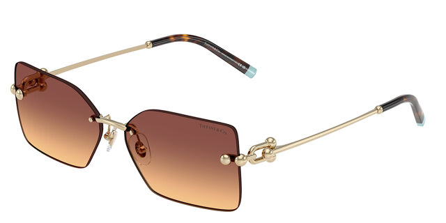 Tiffany & Co TF3088 618978 Brown Gold Rimless Women Sunglasses Authentic NEW Tiffany & Co. TF3088 Sunglasses Women main image 4