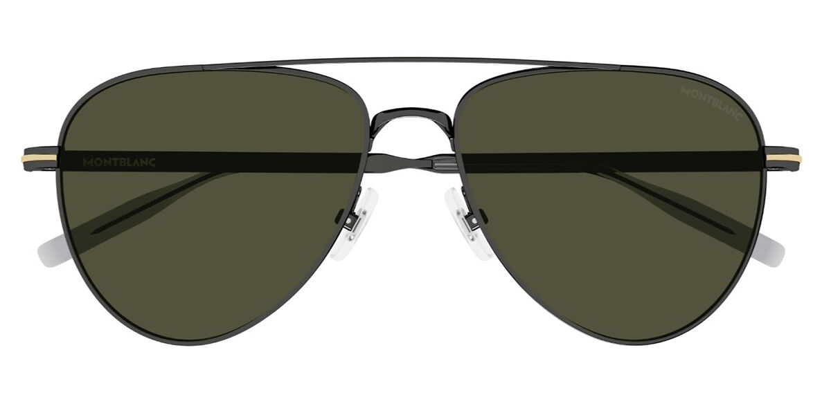 Montblanc MB0235S 002 Pilot Shiny Dark Ruthenium Silver Sunglasses