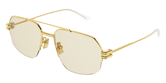Bottega Veneta BV1127S 006 Pilot Gold Sunglasses | SmartBuyGlasses US