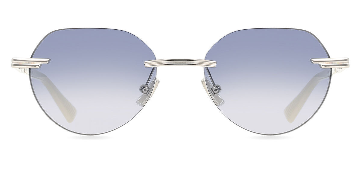 Bottega Veneta BV1379S 004 Oval Silver Sunglasses | SmartBuyGlasses US