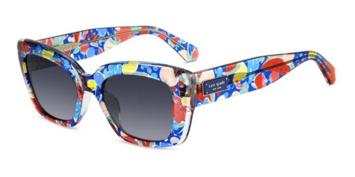 Kate Spade Jizelle Bluish Purple w/ Gold Trim Sunglasses & Case Women’s Small New KATE SPADE JIZELLE/S-0GF5GB Blue Pattern / Grey Blue  main image 2