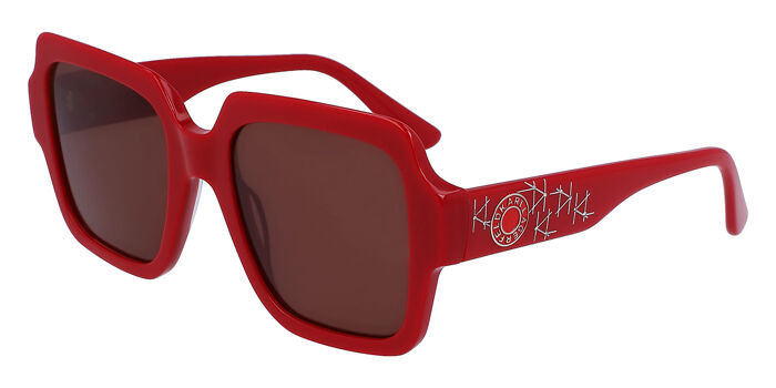 Karl Lagerfeld Red Oversized Square Sunglasses Karl Lagerfeld Oversized Square w/ Maxi Temples – Eyedictive main image 2