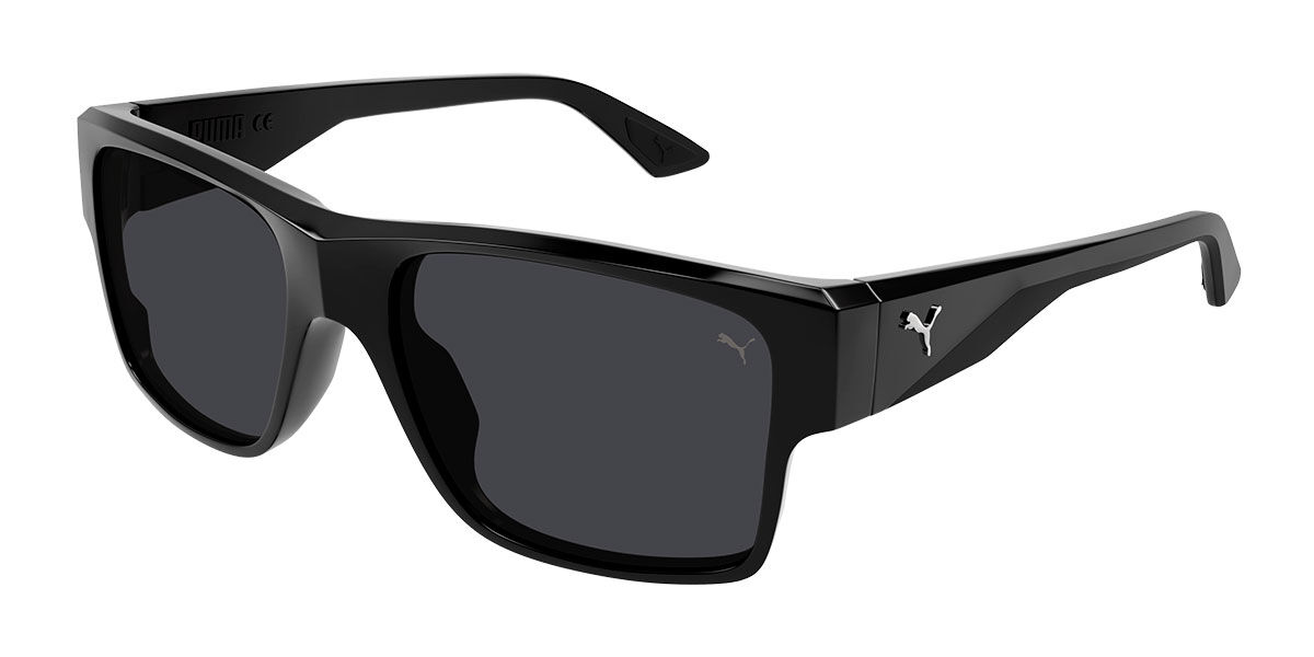 PHYSICS BLACKOUT 15ポンド サムレス、ポリッシュ仕様 Puma PU0403S 001 Rectangle Black Sunglasses | SmartBuyGlasses US