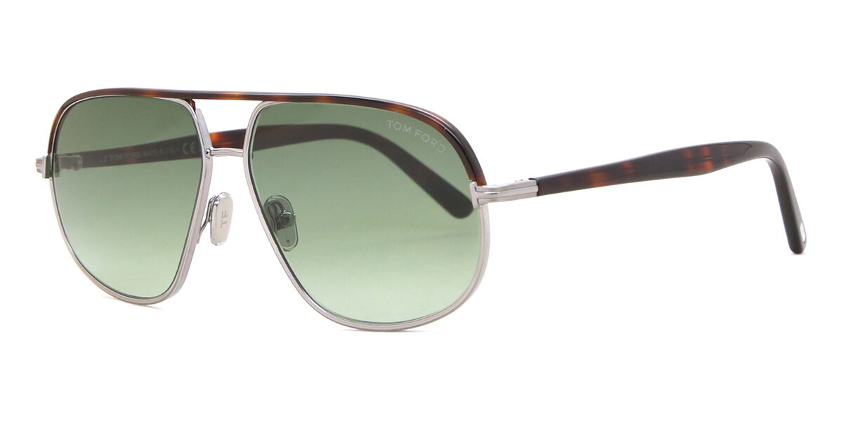 Tom Ford FT1019 MAXWELL 14P Pilot Shiny Ruthenium Silver Tortoise