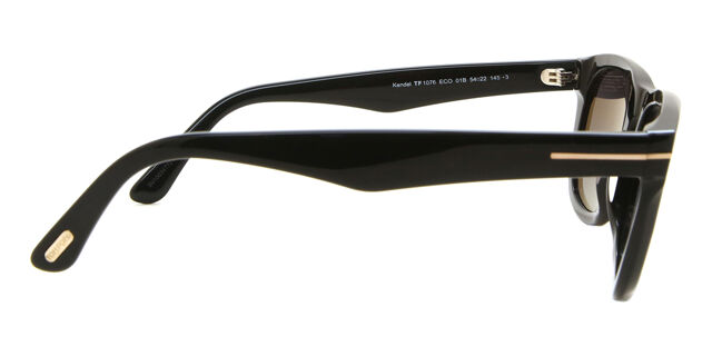 Tom Ford FT1076 KENDEL 01B Square Shiny Black Sunglasses 
