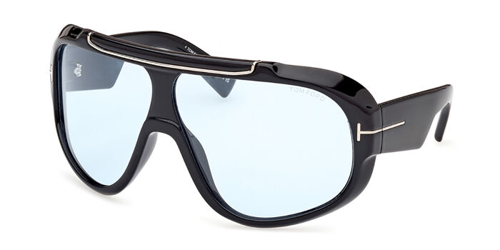 Tom Ford FT1197 AXEL 01A Oversized Shiny Black Sunglasses  display picture 1