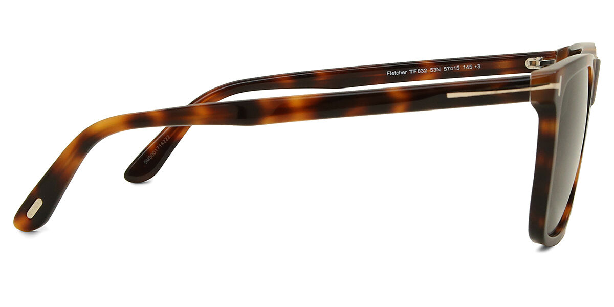 Tom Ford FT0832 Fletcher 53N Square Dark Brown Tortoise Sunglasses