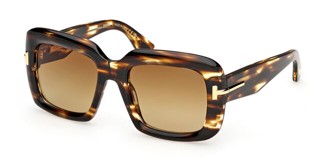 Tom Ford FT1330 55F Square Striped Dark Tortoise Sunglasses  display picture 1