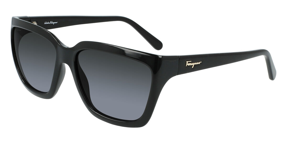 Salvatore Ferragamo SF 1018S 001 Square Shiny Black Sunglasses