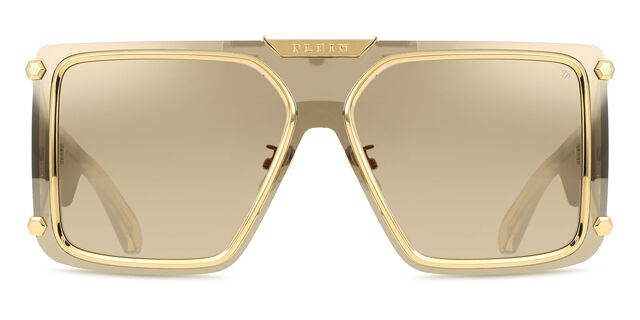 Philipp Plein Gold Crystal-Embellished Rimless Shield Sunglasses Philipp Plein Sleek 8FCF Sunglasses Rose Gold - eye-oo.com main image 4