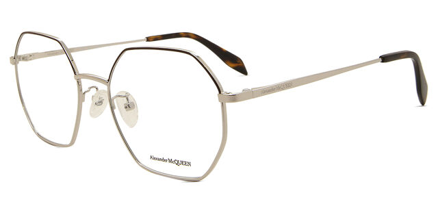 Alexander McQueen AM0338O 002 Geometric Silver Eyeglasses 