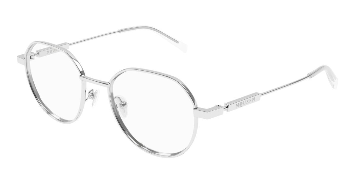 Alexander McQueen AM0479O Asian Fit 001 Oval Silver Eyeglasses