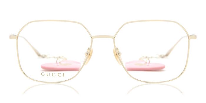 NEW Gucci GG1032O Gold Earring Metal Eyeglasses Frames GUCCI GG1032O 1032 Gold Chain Pink Pearl Heart Pendant Charm  main image 3