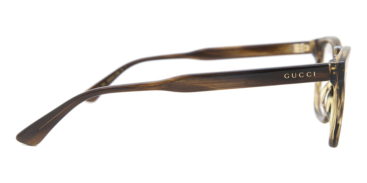 Gucci GG0184O 010 Square Shiny Kaki Havana Eyeglasses Gucci GG0184O 010 Square Shiny Kaki Havana Eyeglasses