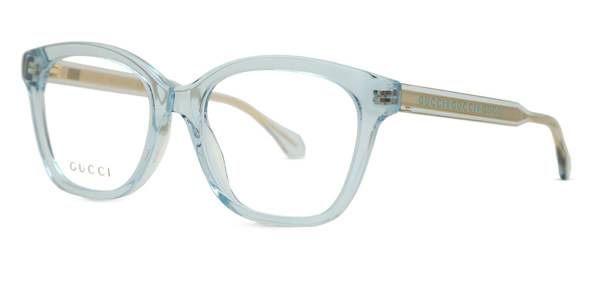 Gucci GG0566ON 003 Square Shiny Transparent Blue Eyeglasses