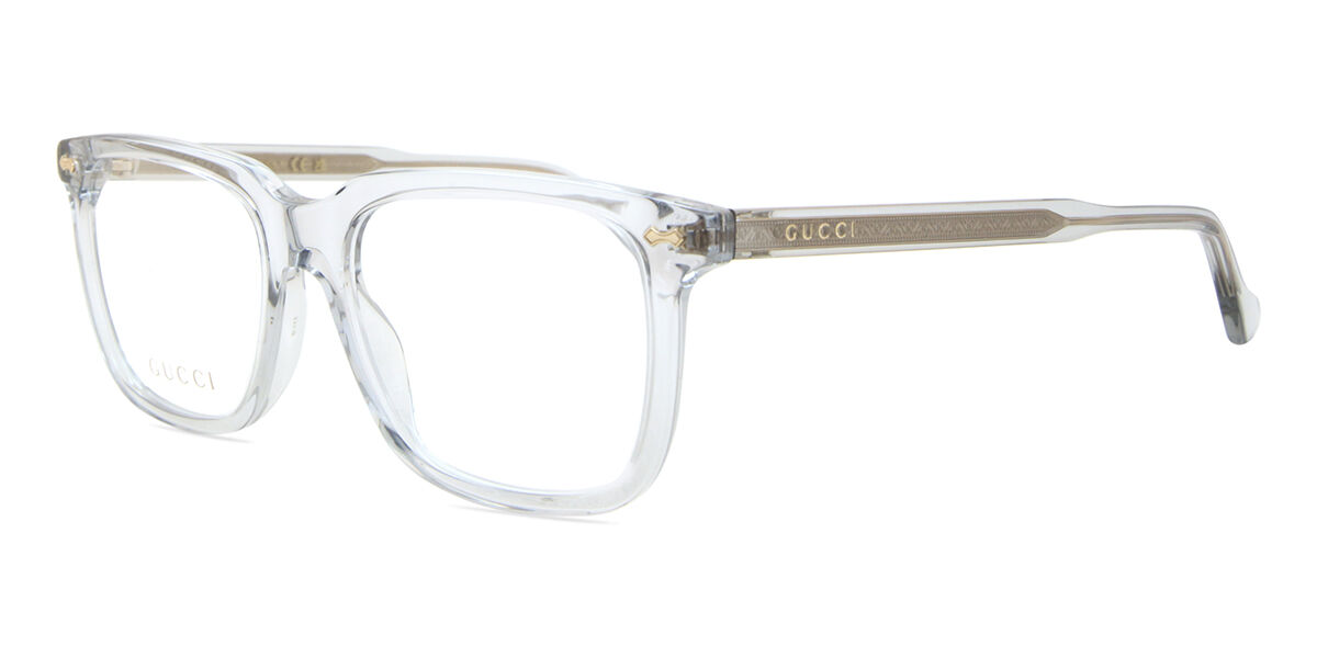 Gucci GG0737O 010 Square Shiny Transparent Grey Eyeglasses