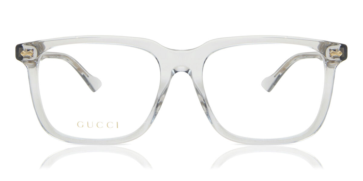 ち*り様 00s archive GUCCI clear Square eyew Gucci GG0737O 016 Square Shiny Transparent Grey Eyeglasses