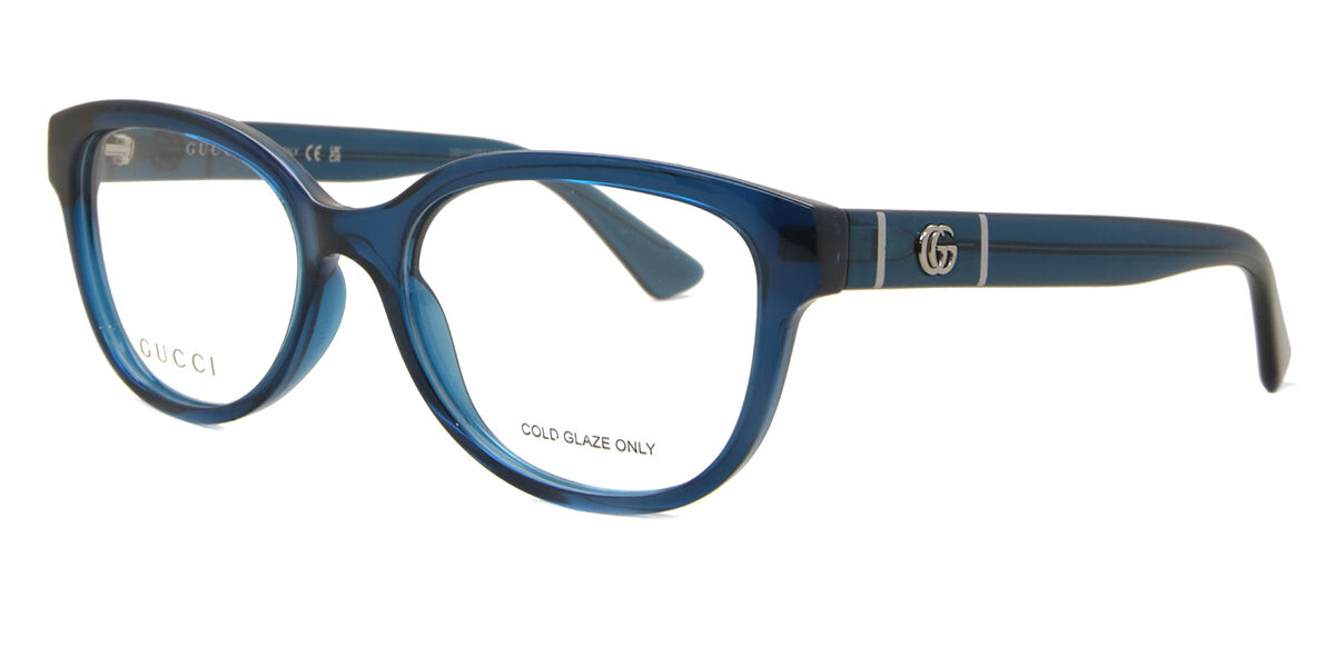 Gucci GG1115O 003 Oval Shiny Transparent Blue Eyeglasses