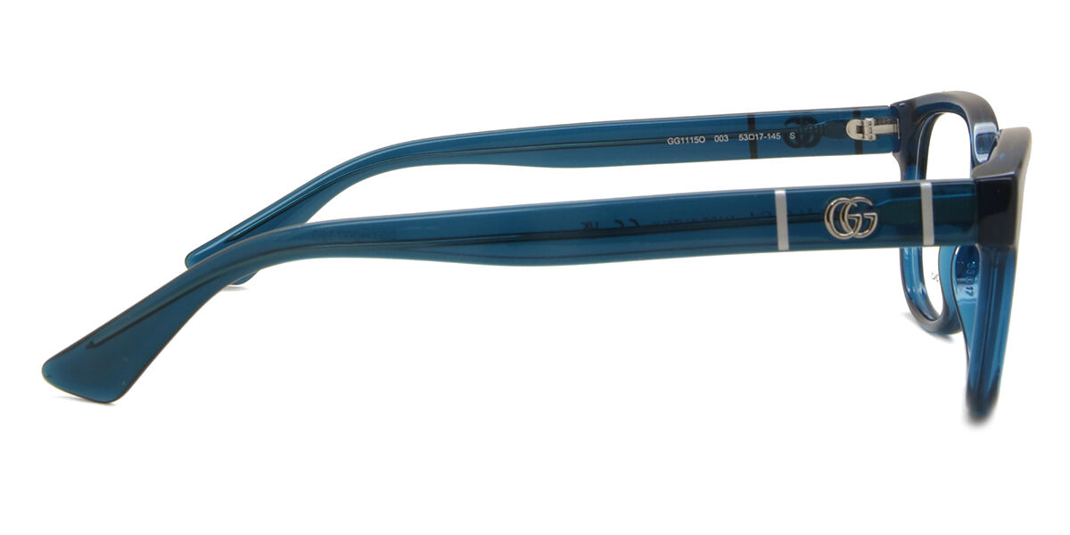Gucci GG1115O 003 Oval Shiny Transparent Blue Eyeglasses