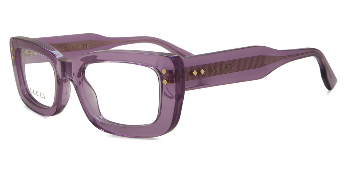 Gucci GG1216O 003 Rectangle Transparent Purple Eyeglasses