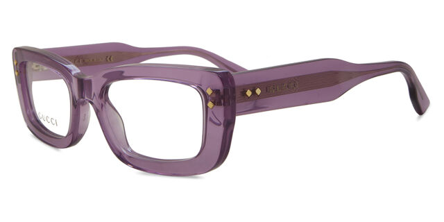 Gucci GG1216O 003 Rectangle Transparent Purple Eyeglasses 