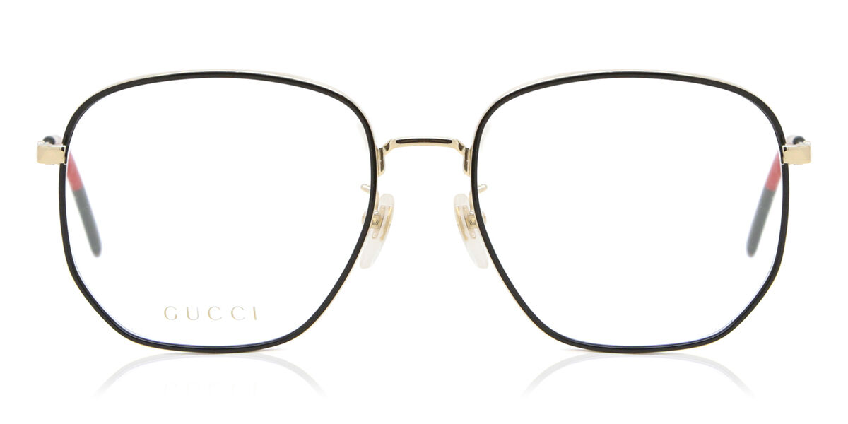 Gucci GG1197OA Asian Fit 001 Geometric Black Gold Eyeglasses