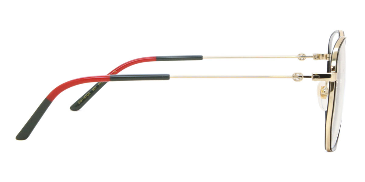 Gucci GG1197OA Asian Fit 001 Geometric Black Gold Eyeglasses