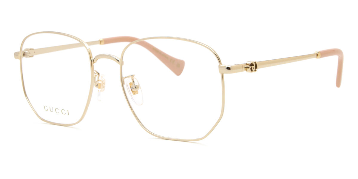 Gucci GG1420OK Asian Fit 003 Geometric Gold Eyeglasses