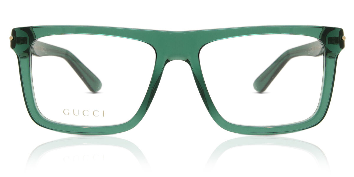 Gucci GG1504O 007 Square Transparent Green Eyeglasses