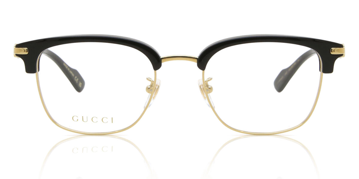 Gucci GG1606OK Asian Fit 002 Browline Gold/Black Eyeglasses