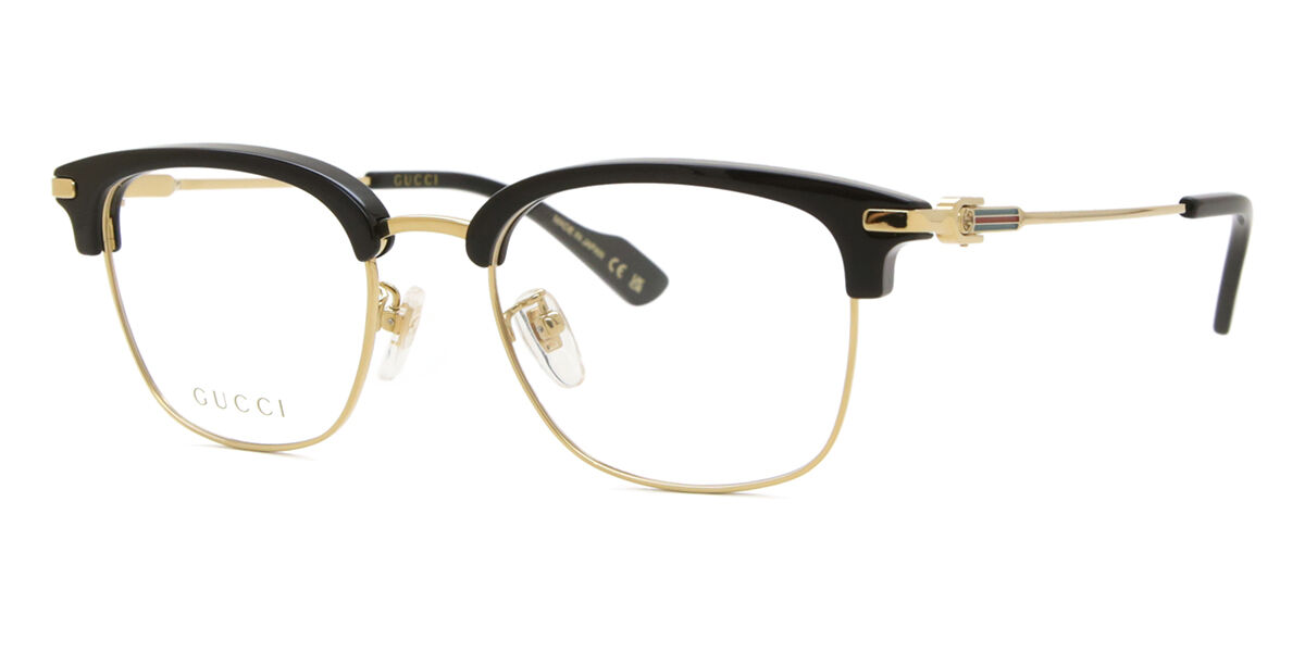 Gucci GG1606OK Asian Fit 002 Browline Gold/Black Eyeglasses