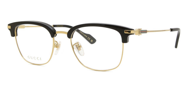 Gucci GG1606OK Asian Fit 002 Browline Gold/Black Eyeglasses 